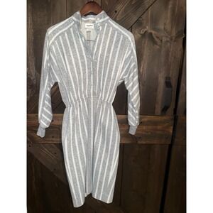 VTG 80s Women's Sz‎ 2P 2 Petite Knights Ltd Gray White Striped Sweatshirt Dress